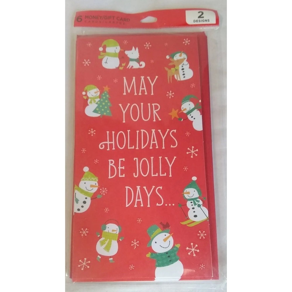 Money Gift Christmas Cards Envelopes (6) 2 Designs NEW Hallmark Connections